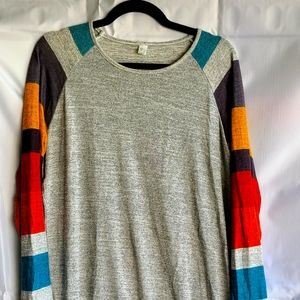 Comfy Striped Sleeves Tunic/Sweater